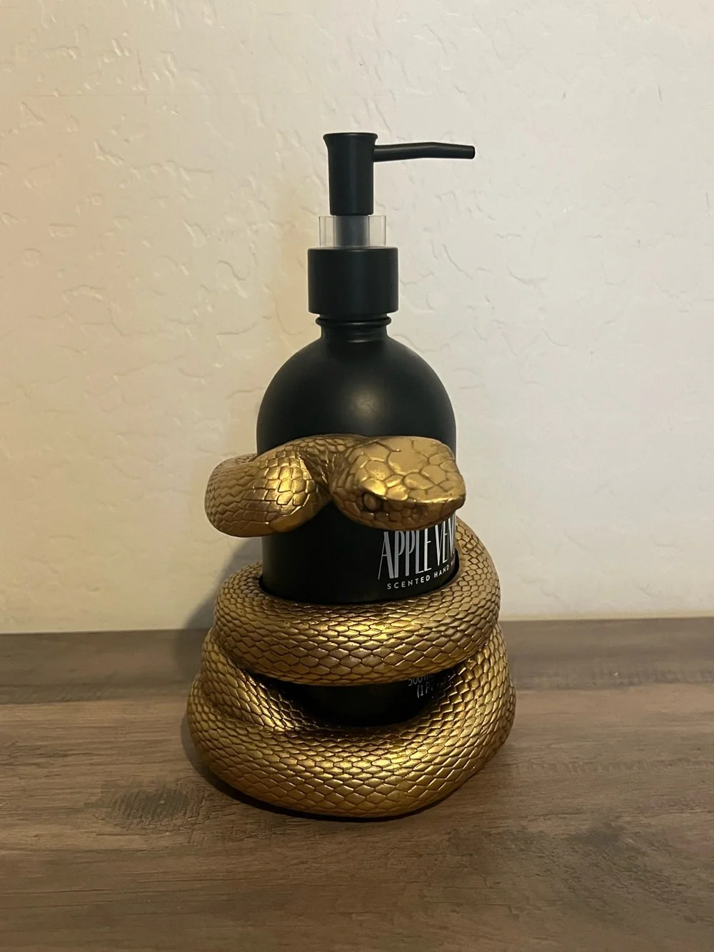 Gold Snake Resin Soap Dispenser w/ Matte Black Apple Venom Soap Dispenser